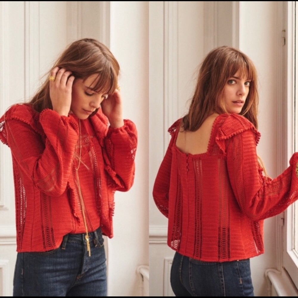 Sezane Red Line Blouse/Top